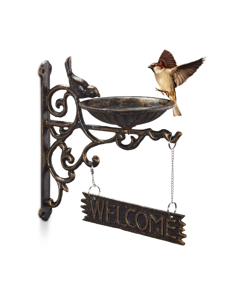 relaxdays Vogeltränke Welcome in Bronze günstig kaufen onesize
