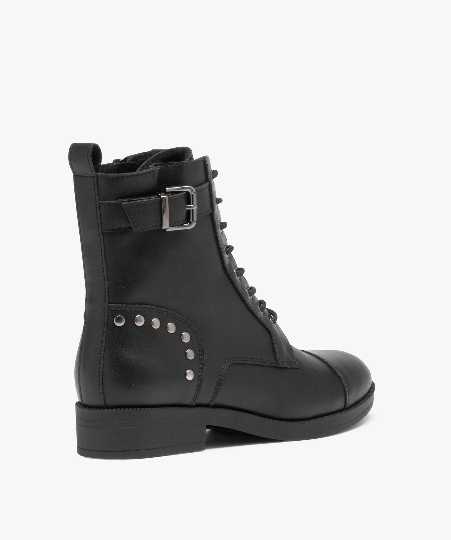 Boots femme unies style rock fermeture lacets et zip noir | GEMO