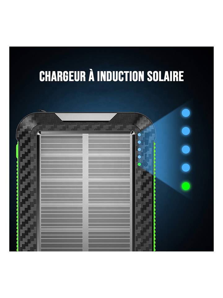 SmartCase Solar-Powerbank in Schwarz/ Grün - 20.000 mAh günstig kaufen onesize