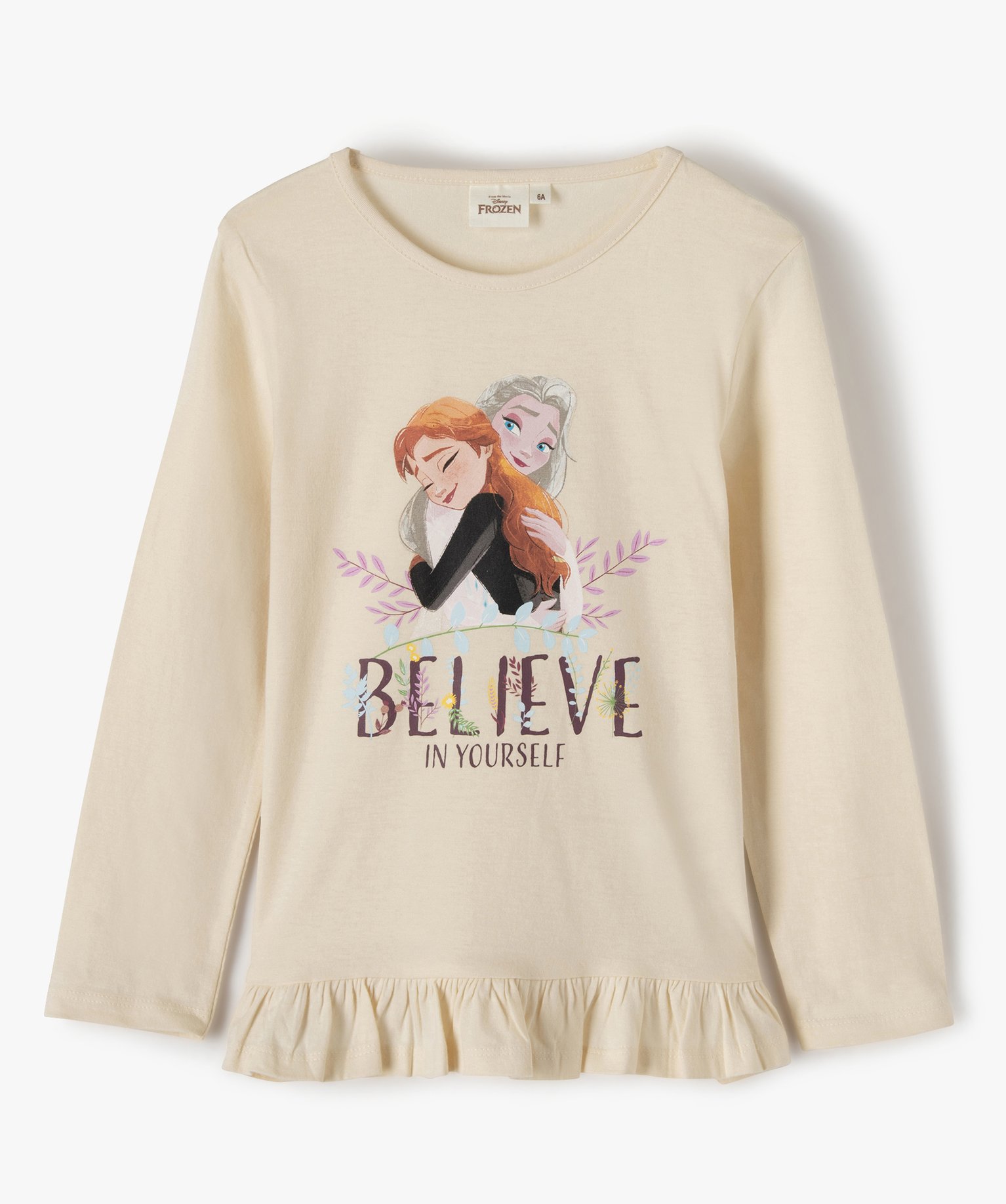 Tee-shirt fille long à manches longues avec motif – La Re... | GEMO