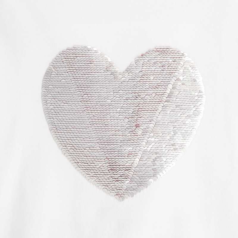 T-shirt à sequins magiques motif cœur rose fille