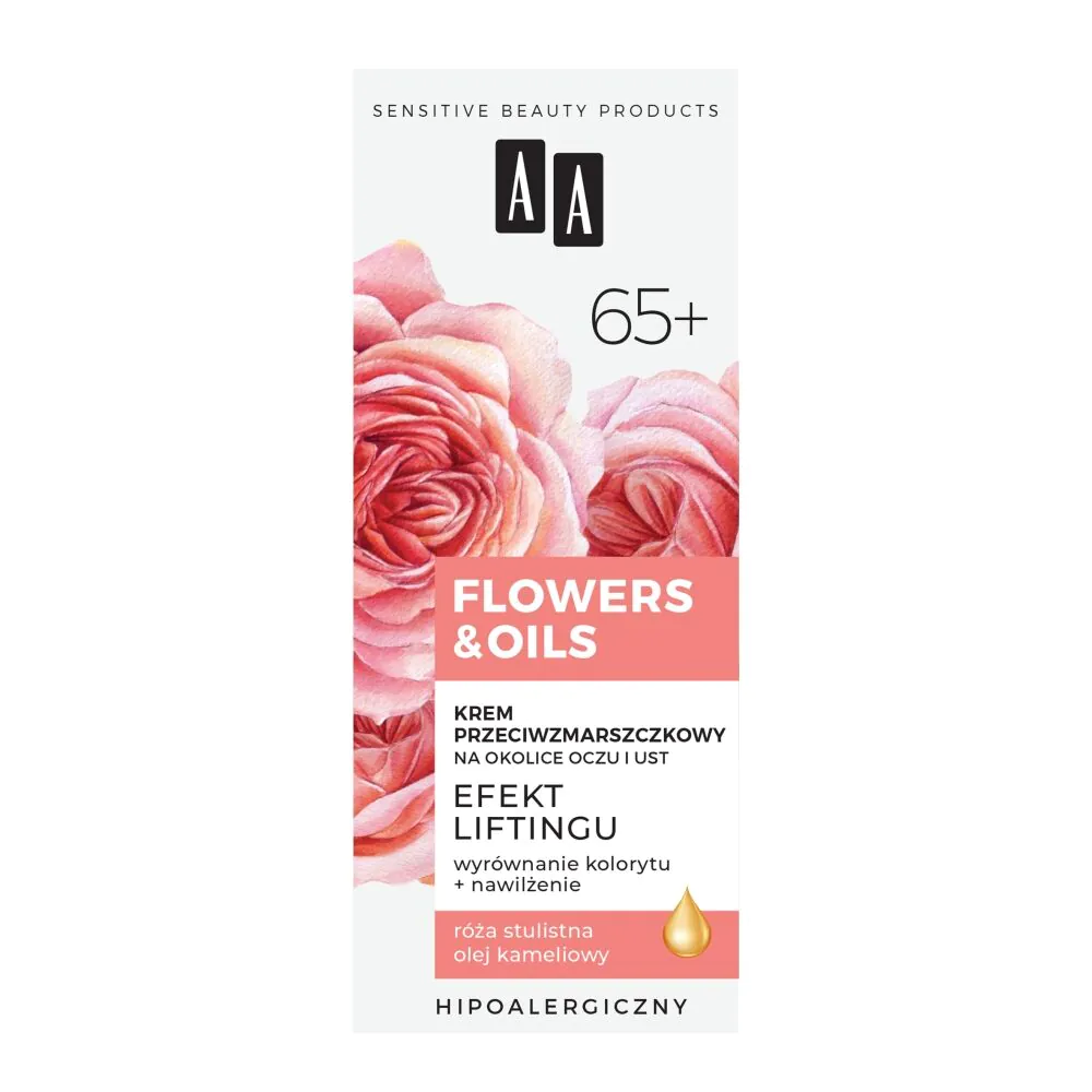 AA Flowers & Oils 65+ Αντιρυτιδική Κρέμα Lifting Effect για την Περιοχή των Ματιών και του Στόματος