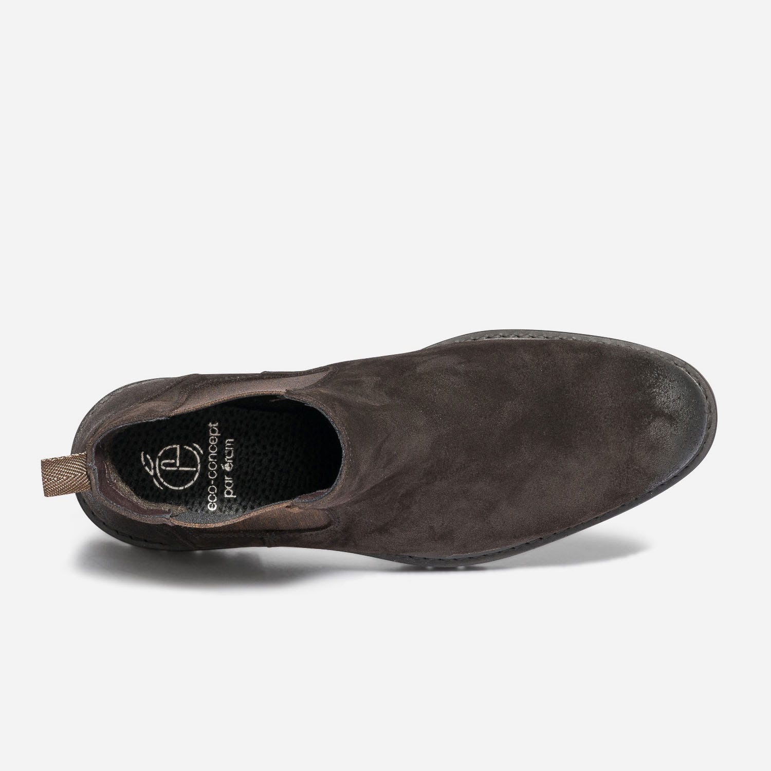 Chelsea boots marron éco-conçu en cuir velours