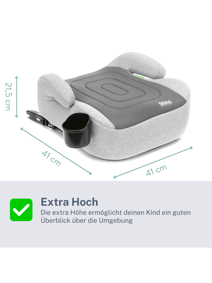 fillikid Sitzerhöhung Auto Isofix i-size Exklusiv in Dunkelgrau-Grau günstig kaufen 42 x 42 cm