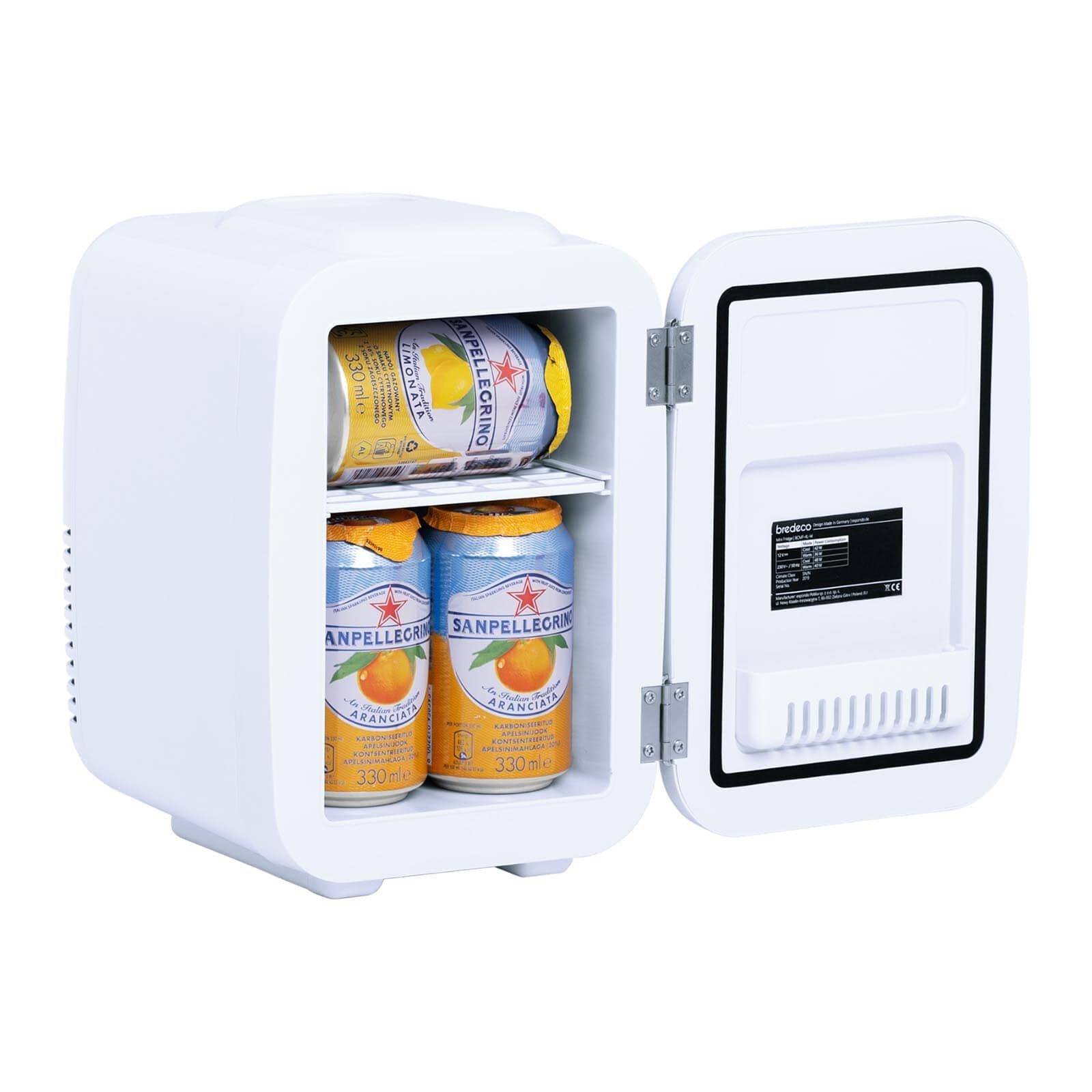 Bredeco Elektrische Kühlbox Mini Kühlschrank Tischkühlschrank Kühlschrank Mini 4 L weiß