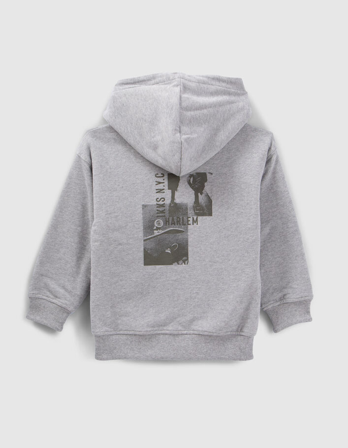 Cardigan réversible gris et kaki à capuche garçon