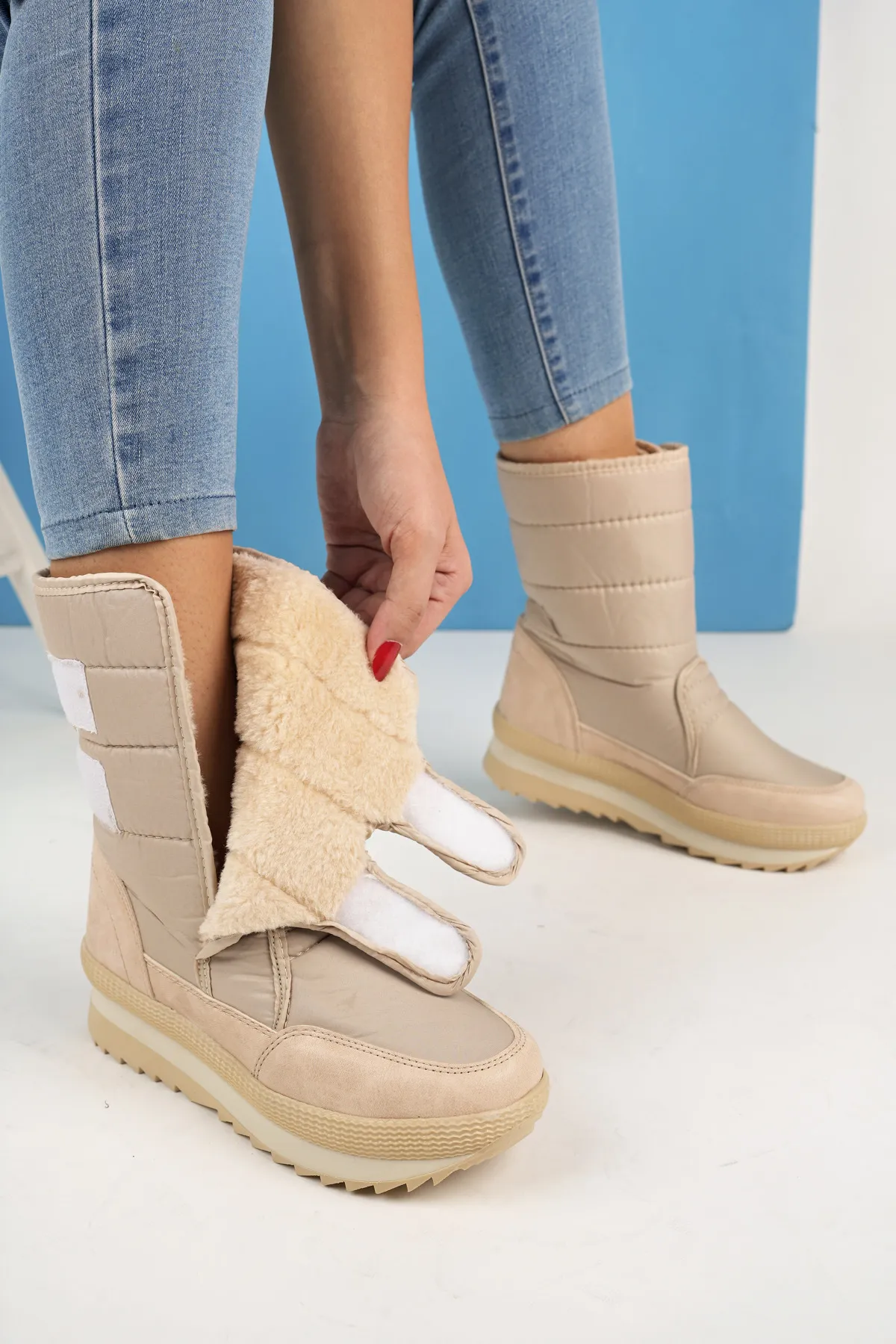 MUGGO  Felya garantierte Regen- und Schneestiefel für Damen mit Pelz und Klettverschluss