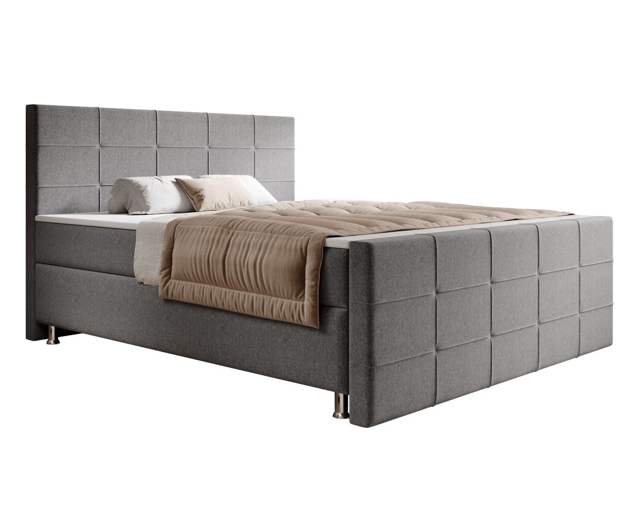 IHG IHG Boxspringbett Florenz 180x200cm Webstoff Grau
