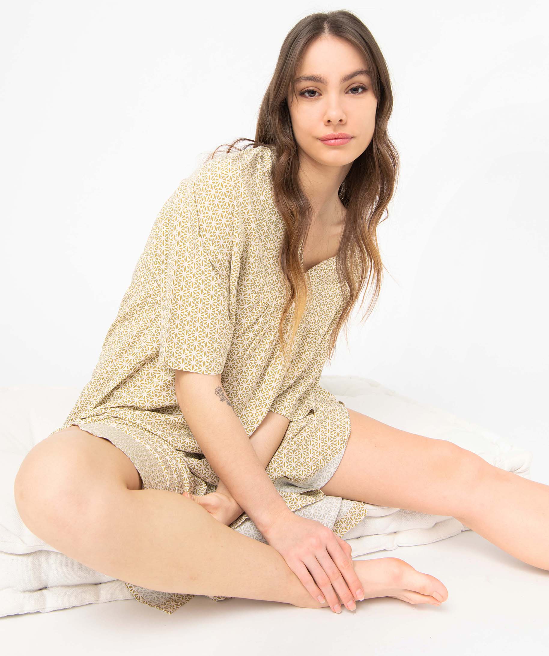 Chemise de nuit femme imprimée à manches courtes imprime | GEMO