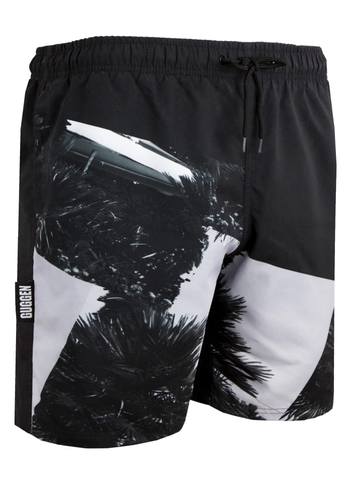 GUGGEN MOUNTAIN Badehose Palmen in Schwarz-Weiß günstig kaufen