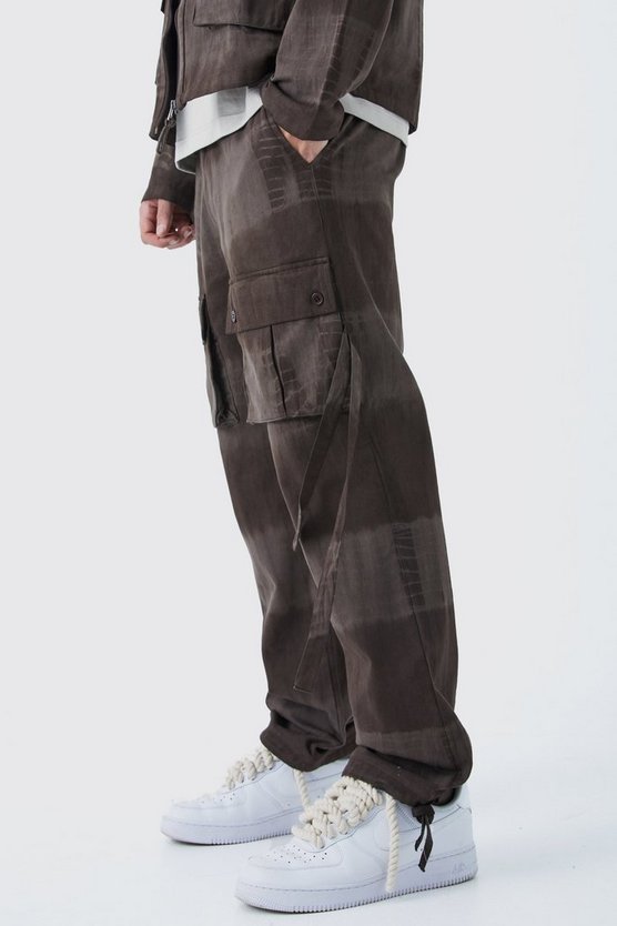 Twill Batik Cargo-Hose mit geradem Bein