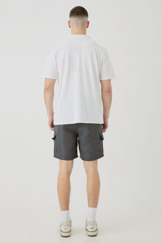 Tall strukturierte Cargo-Shorts mit elastischem Bund