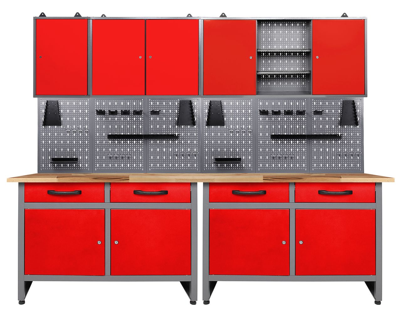 Ondis24 Werkstatt Set Werner 240 cm 3 Schränke rot