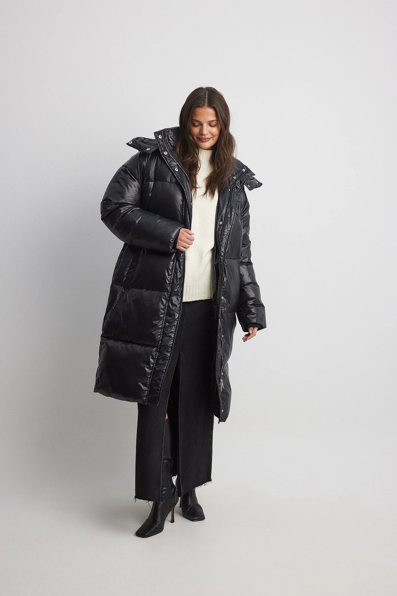 Lange oversized wattierte Jacke