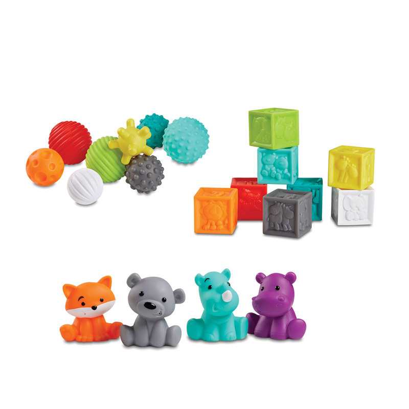 Set sensoriel 20 pièces balles, cubes et animaux Infantino