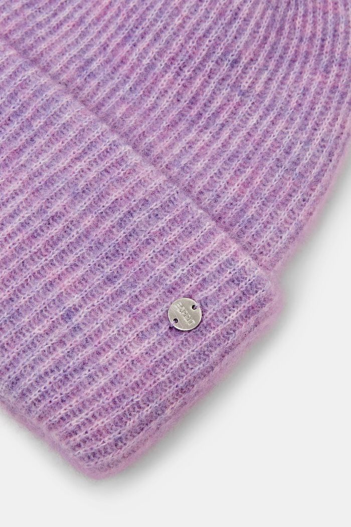 Gerippte Beanie aus Mohair-Wolle-Mix