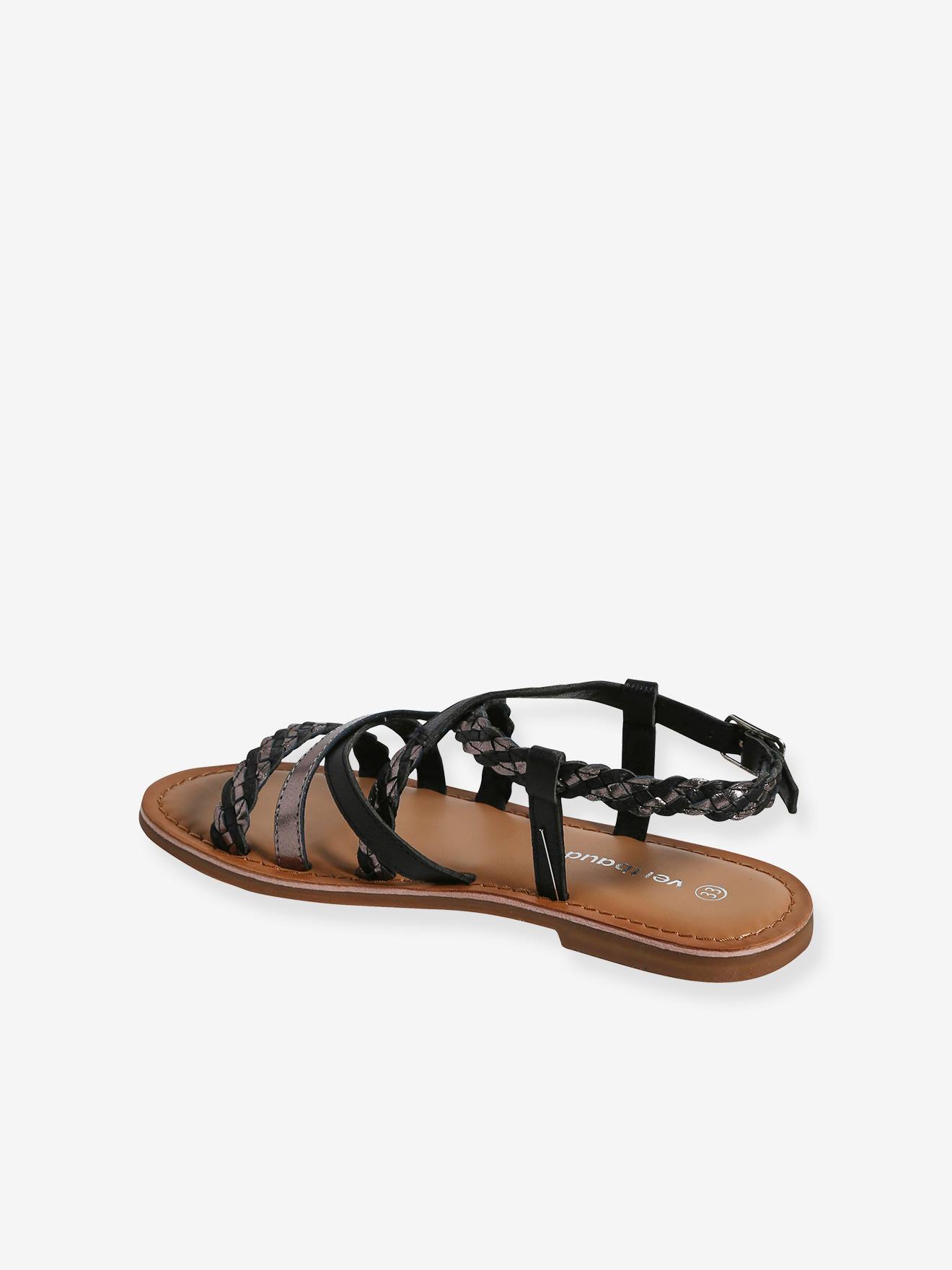 Vertbaudet Kinder Sandalen mit überkreuzten Riemchen - set schwarz