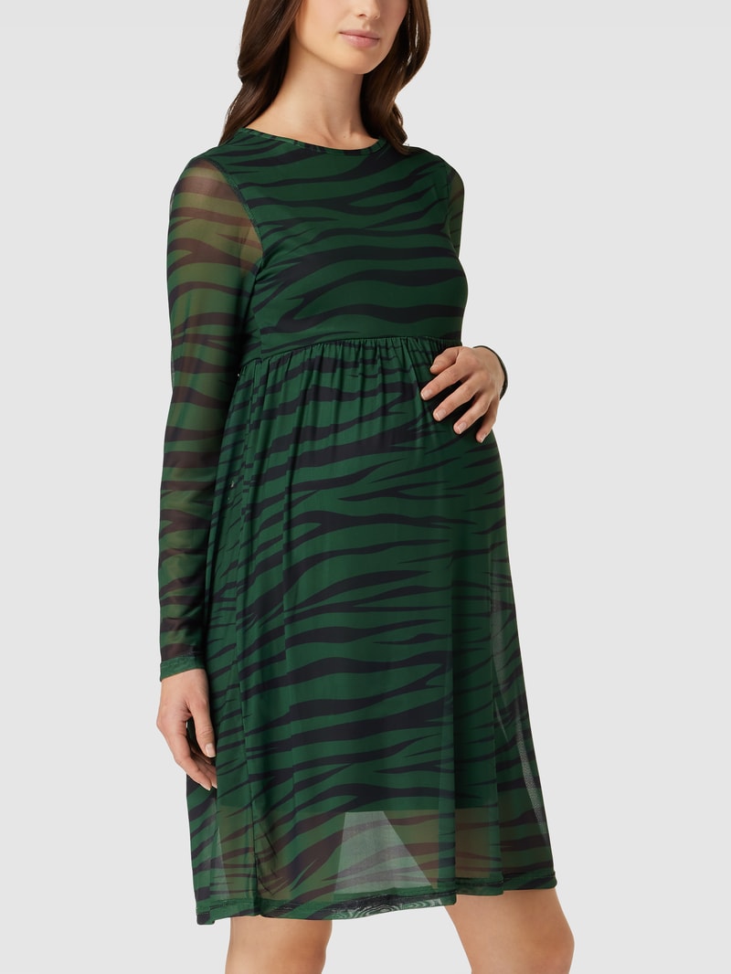 Umstands-Kleid in Knielänge mit Allover-Muster Modell 'MLHEDDA' in dunkelgrün