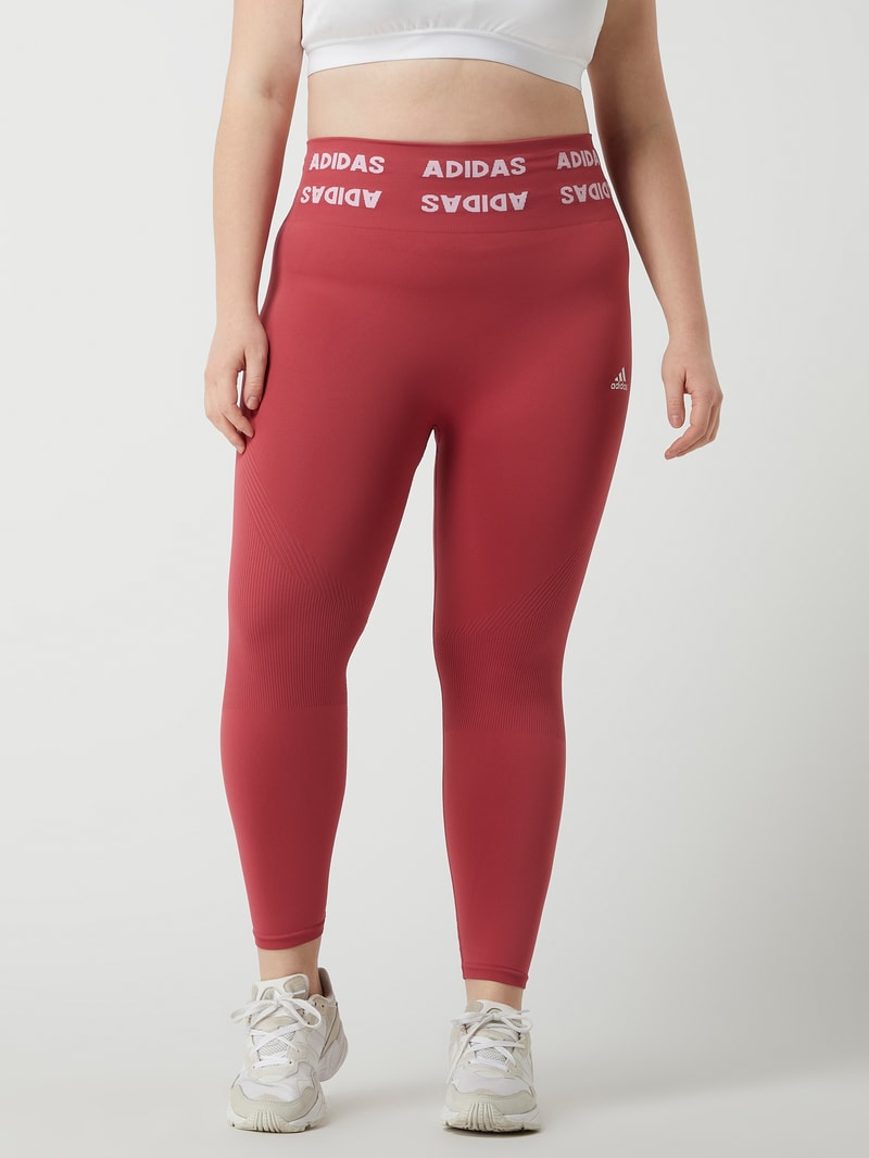 PLUS SIZE Sportleggings mit Logo-Details Modell 'Aeroknit' in bordeaux rot