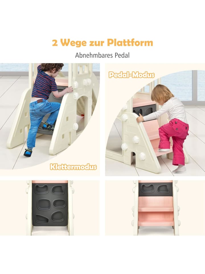COSTWAY Spielhaus mit Rutsche in Rosa günstig kaufen onesize