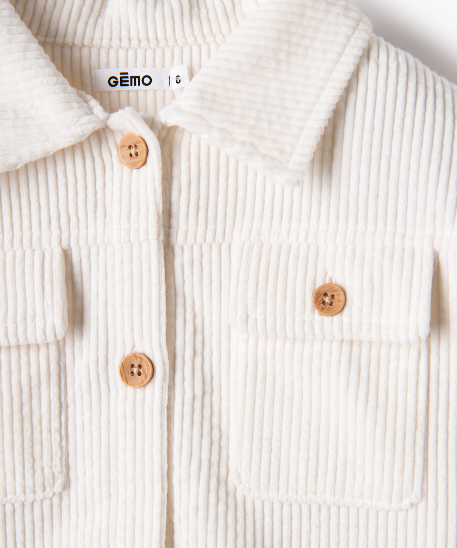 Chemise fille en velours ctelé épais ecru | GEMO