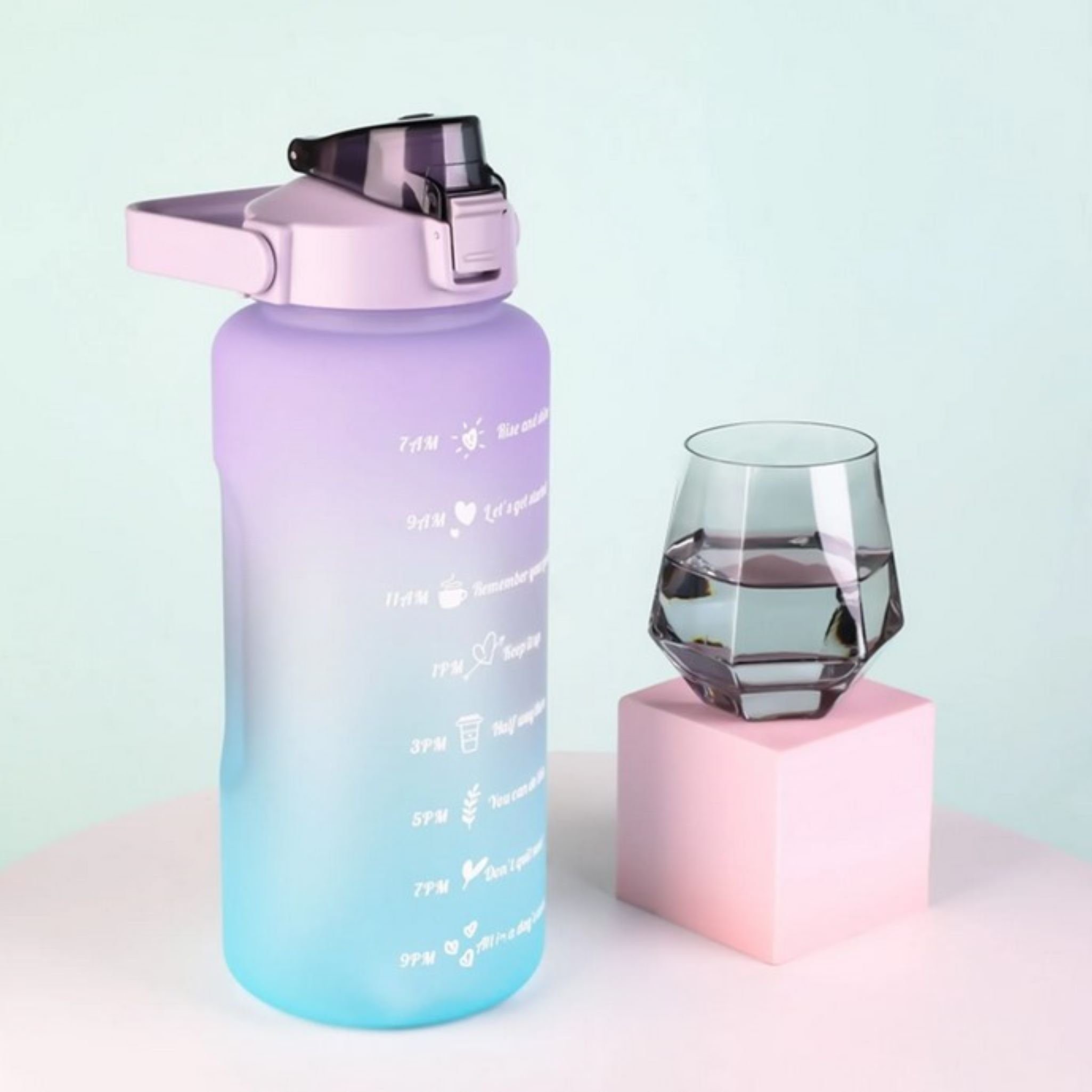 Botells Trinkflasche Wasserflasche 2 Liter Sport, Trink Motivation Skala, Tagesbedarf 2 L, geeignet für Camping, Reisen, Schule, Sport und Büro