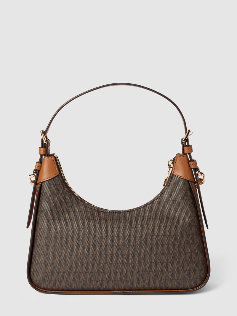 Handtasche mit Allover-Logo in mittelbraun