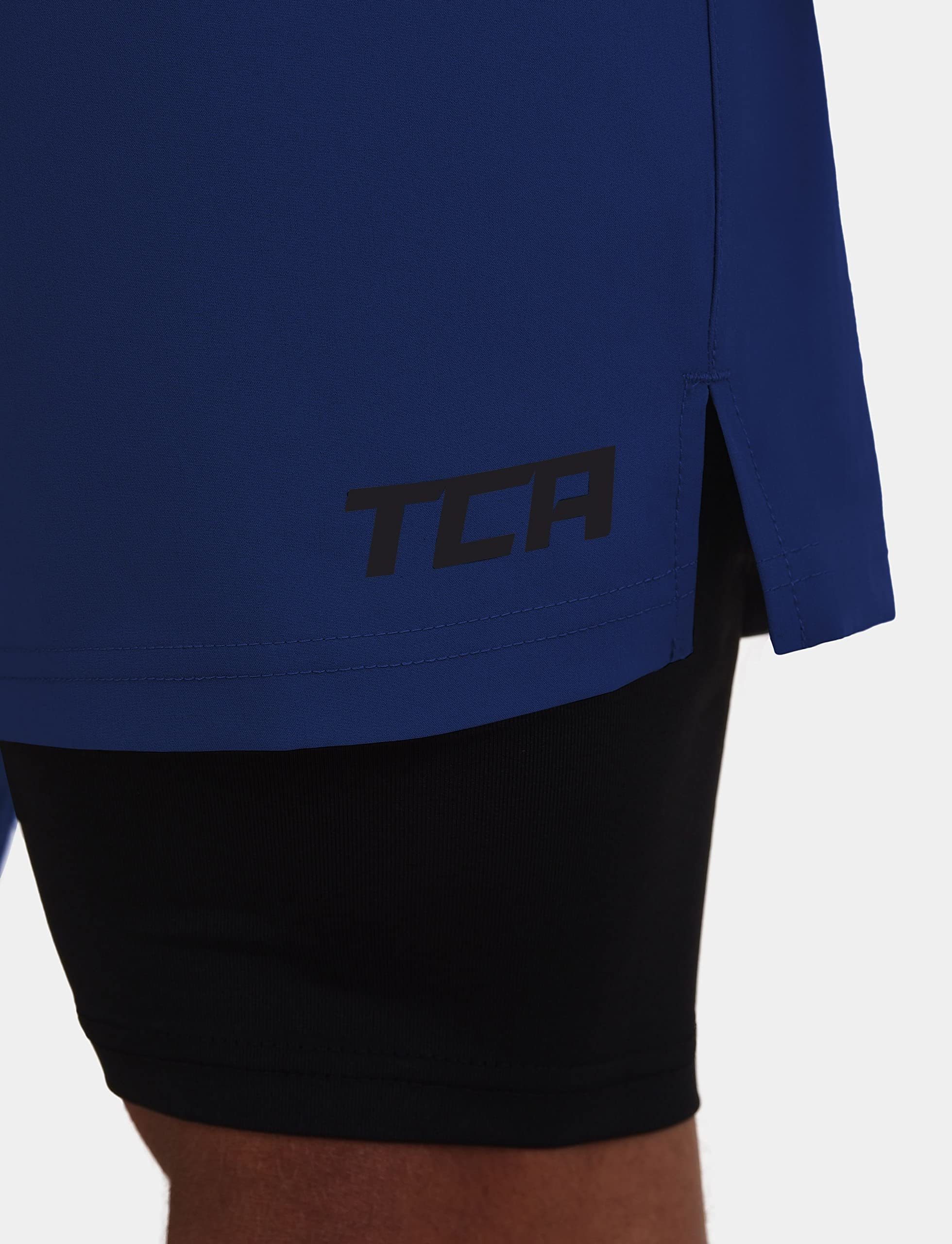 TCA Trainingsshorts TCA Herren 2 in 1 Laufhose mit Kompressionshose - Blau/Schwarz, M