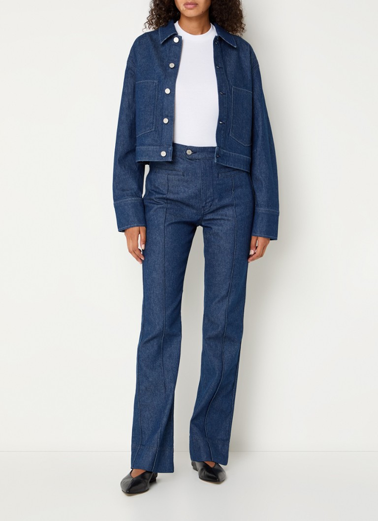Giacca di jeans color vaniglia con tasche applicate.