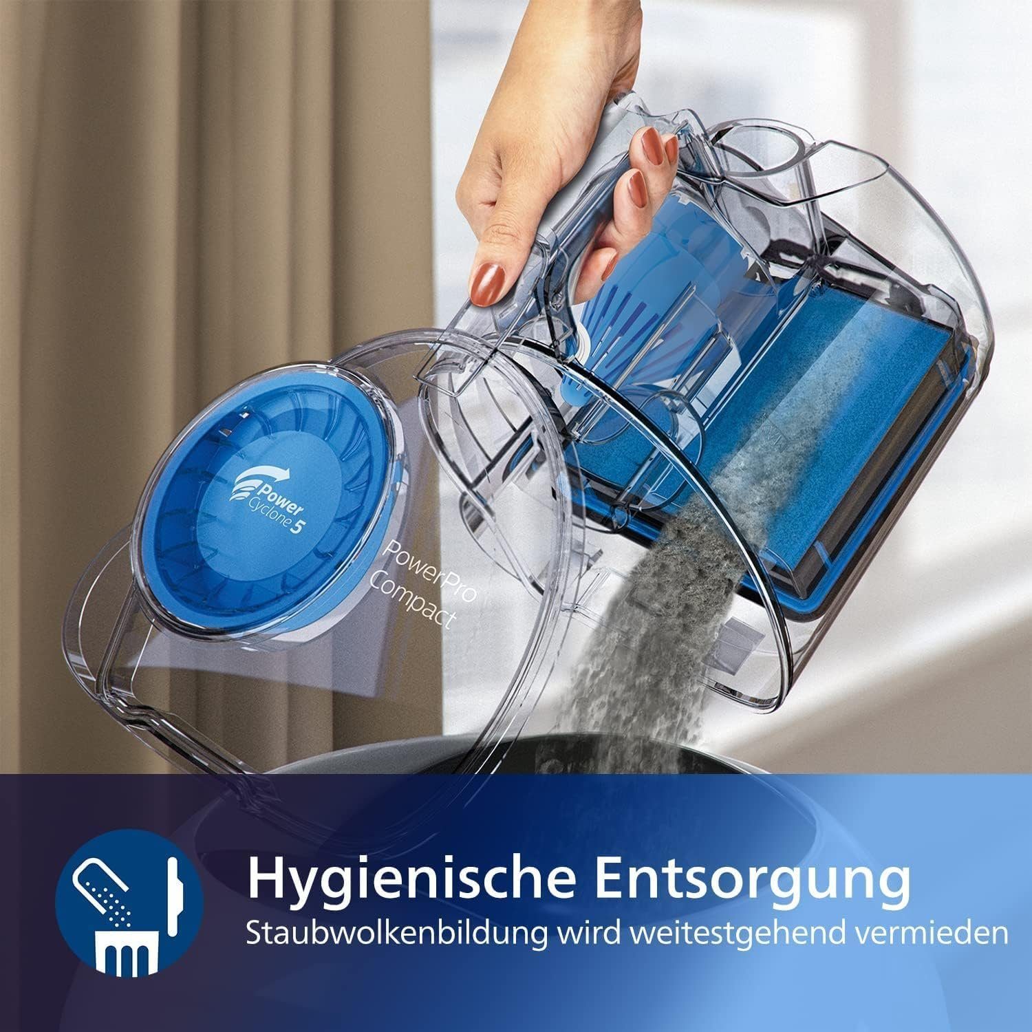 Philips Zyklon Hybrid Staubsauger Zyklon Staubsauger Zyklonstaubsauger extra stark Bodensauger, 650,00 W, Beutellos, Beutelloser Sauger, leise, 1,5 L Fassungsvermögen, Bodenstaubsauger