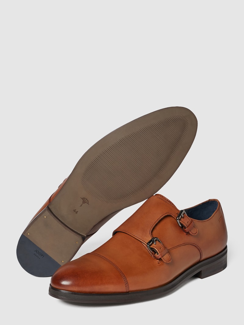 Double Monk Straps aus Leder Modell 'Kleitos' in cognac