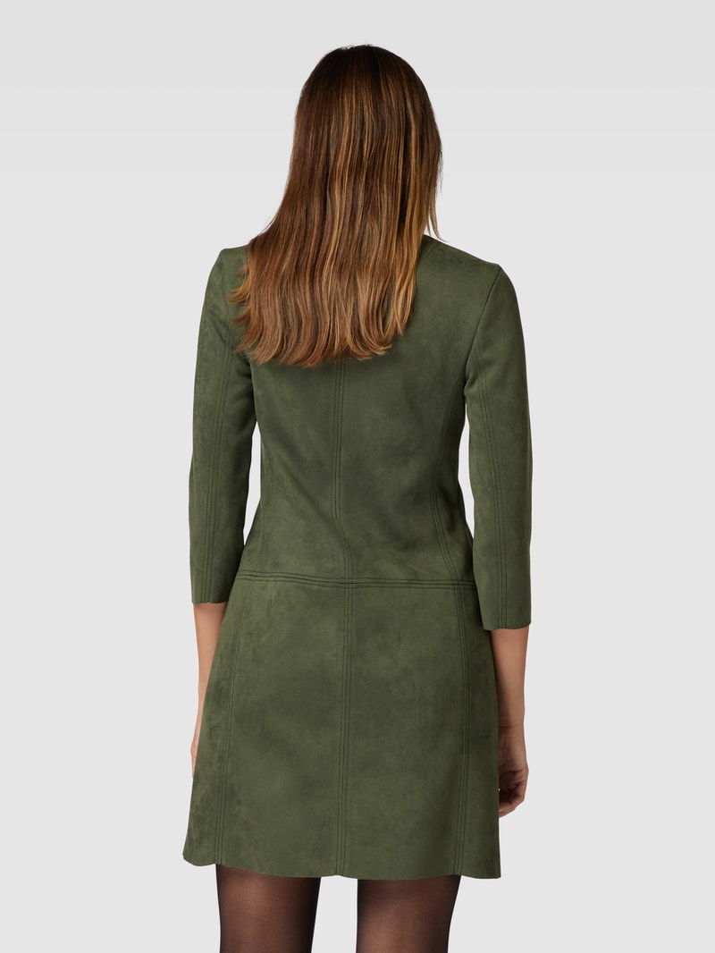 Minikleid in Leder-Optik mit 3/4-Arm in dunkelgrün