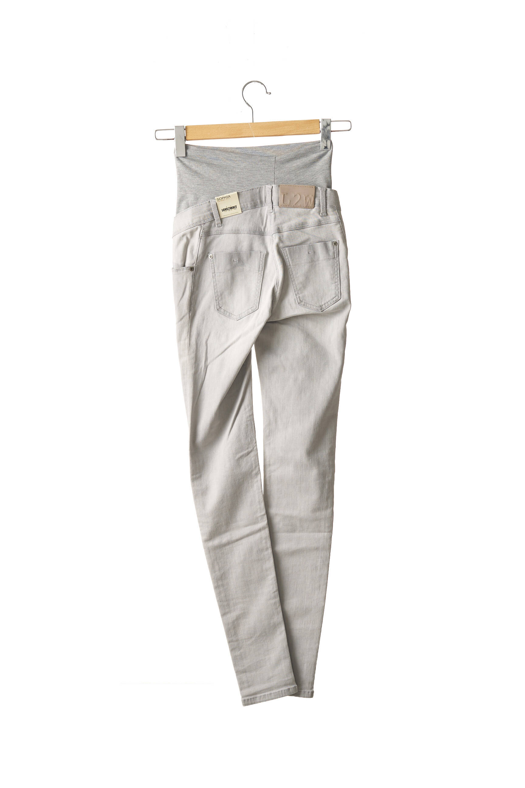 Love2wait Jeans Maternite Femme couleur gris