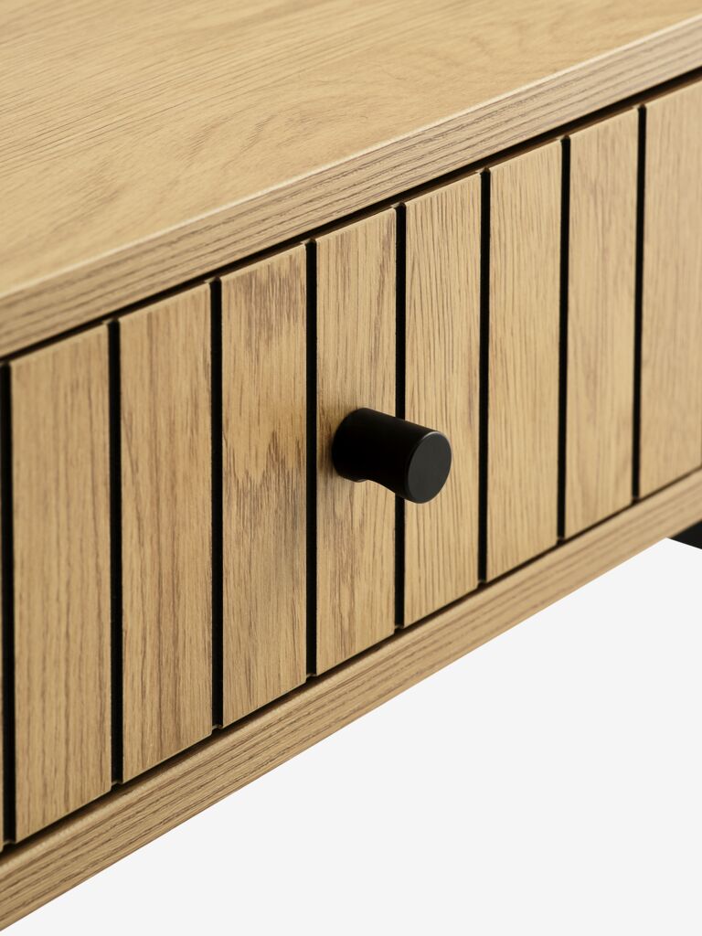 Mesa de cabeceira HEMDRUP, 1 gaveta, carvalho/preto