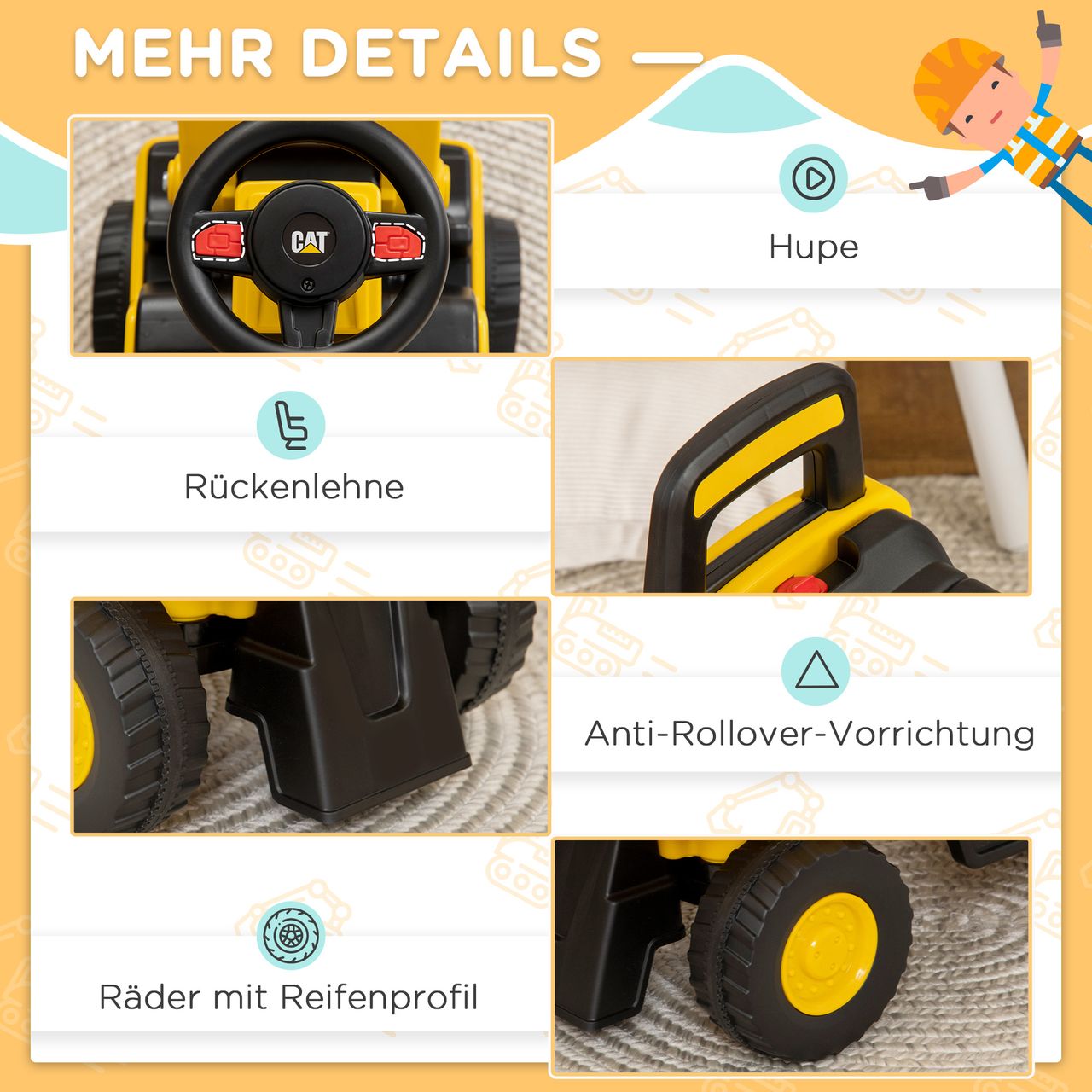 HOMCOM Sitzbagger, Aufsitzbagger mit Schaufel, Rutscherfahrzeug, Rutschauto