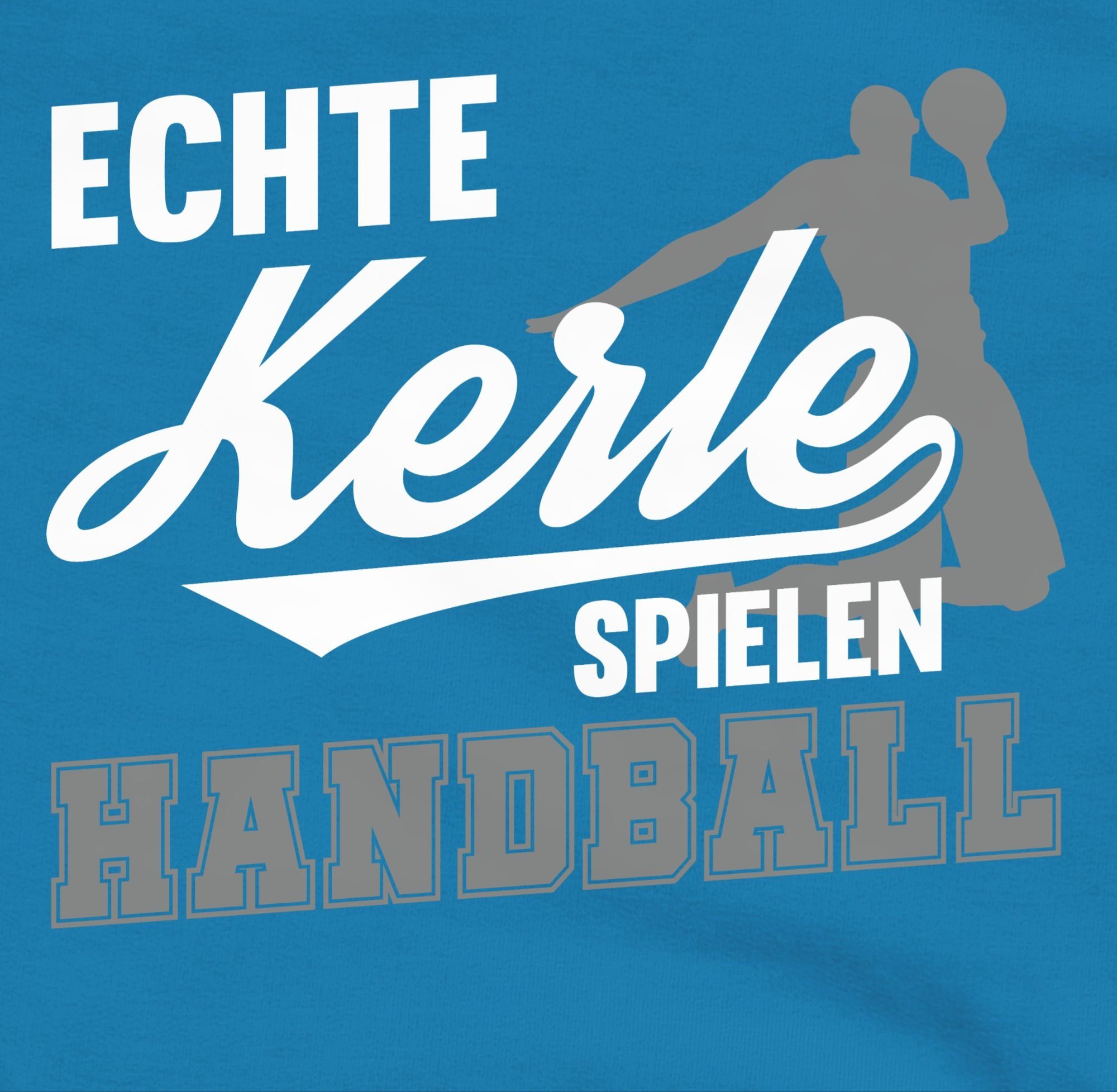 Shirtracer Hoodie Echte Kerle spielen Handball weiß / grau Kinder Sport Kleidung