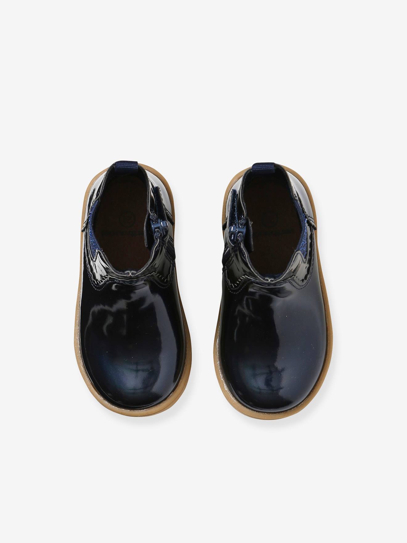 Vertbaudet Mädchen Baby Boots, Lackoptik - bordeaux