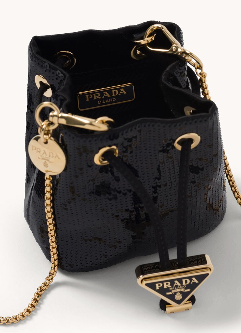 Prada Mini plecu soma ar ādas detaļām un fliteriem