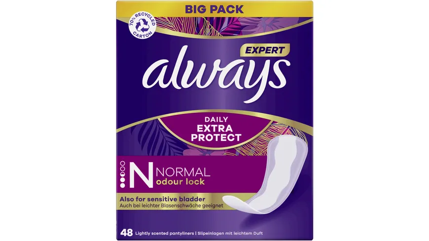 Always Slipeinlagen Expert Daily Protect Normal mit leichtem Duft BigPack 48ST