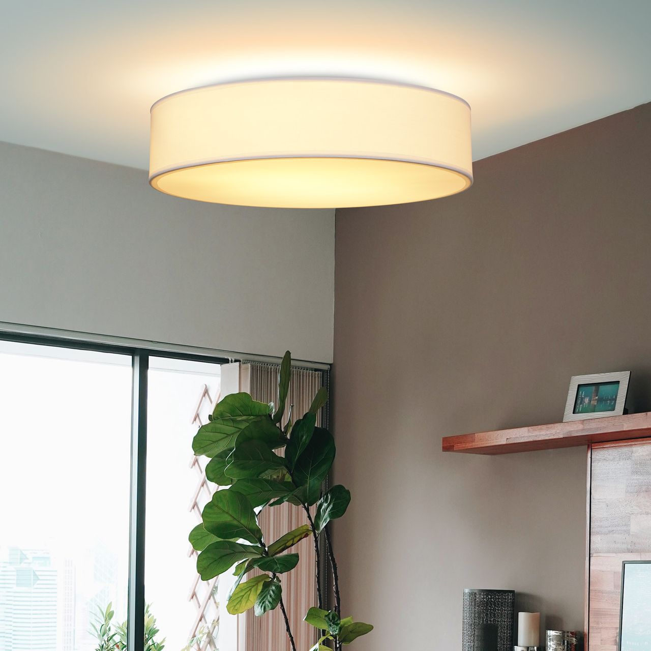 Casaria monzana® Deckenlampe Weiß Stoff Ø38cm