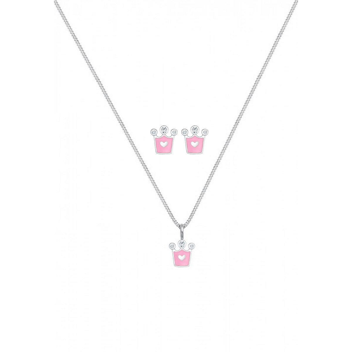Schmuckset Kinder Herz Krone Kristalle 925 Silber Schmucksets für Mädchen