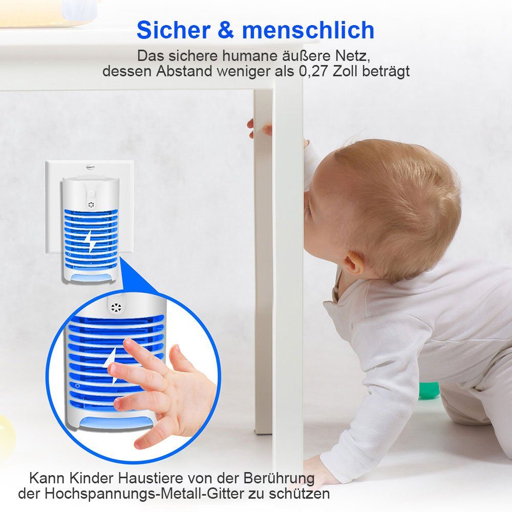 Sunicol Moskitonetz Elektrischer Moskito Käfer Zapper, Steckbar Nachtlicht (1 St)
