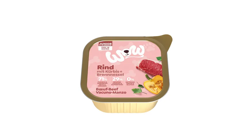 WOW Hundenassfutter Junior  Rind 150 g
