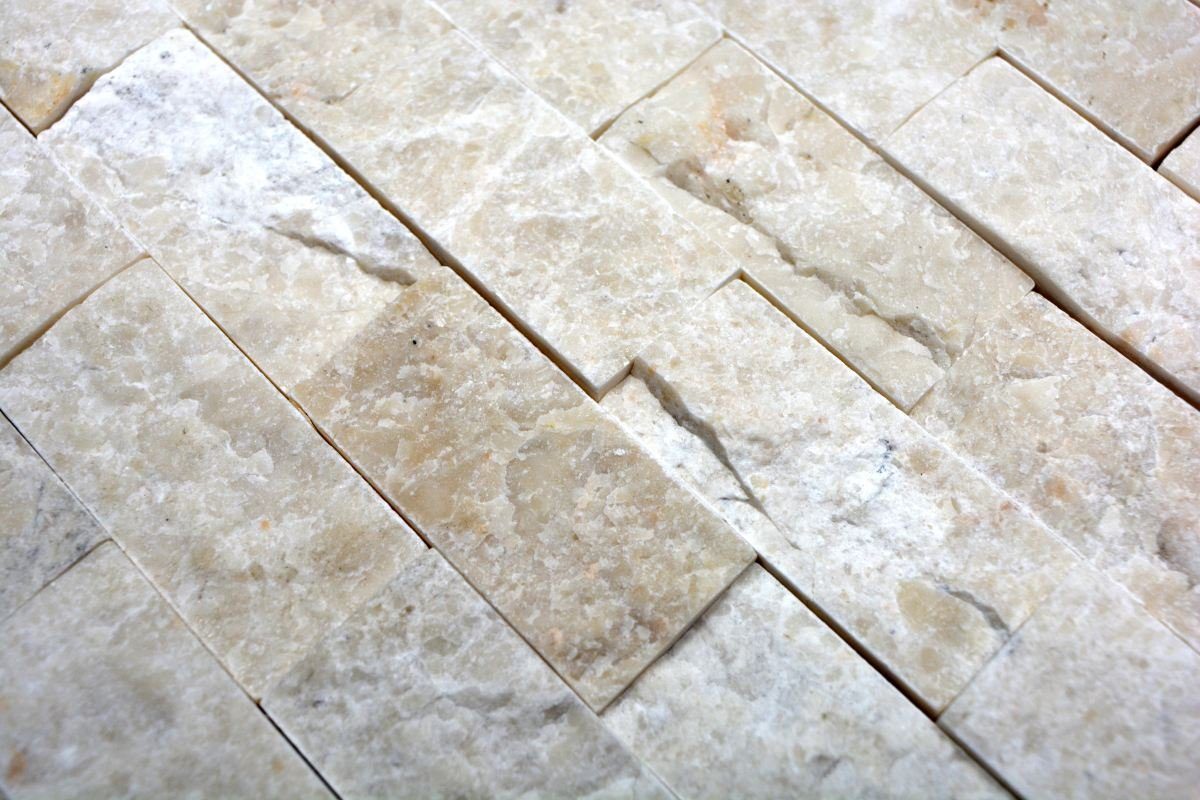 Mosani Mosaikfliesen Splitface Marmor Mosaik Steinwand Naturstein elfenbein Brick
