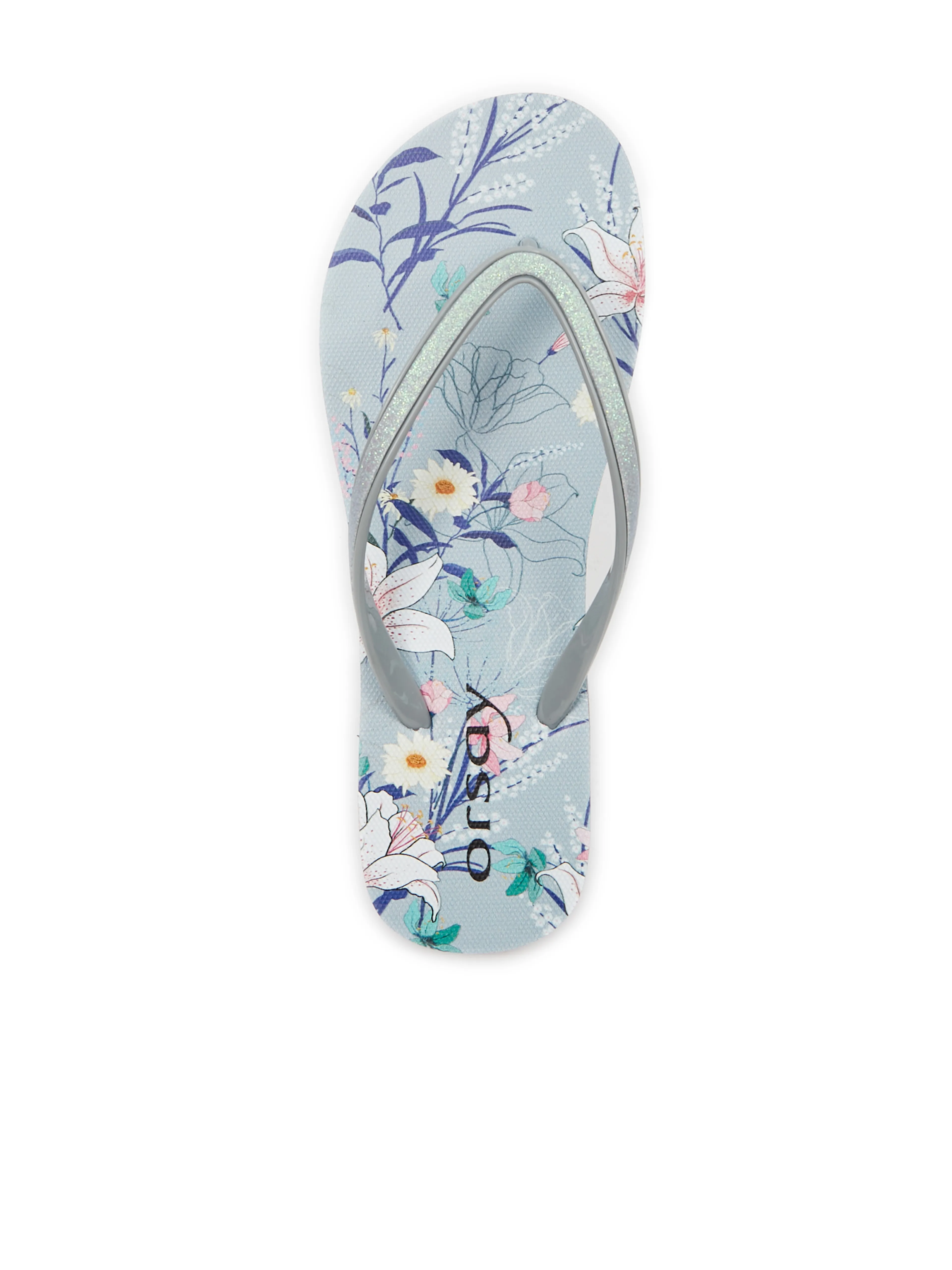 Hellblaue gemusterte Damen-Flip-Flops ORSAY