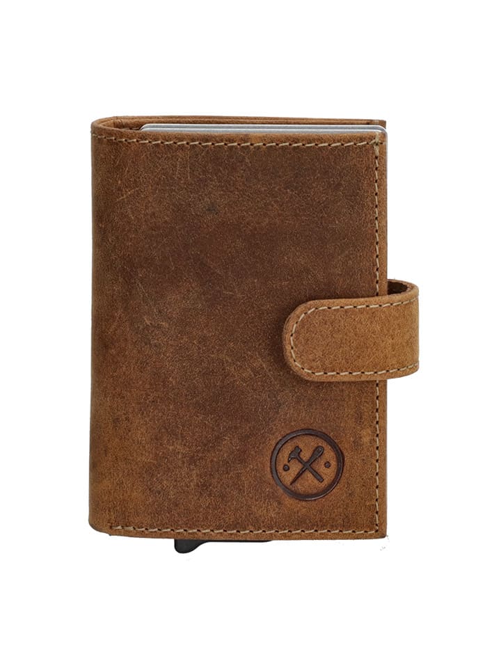 HIDE & STITCHES Leder-Geldbörse in Hellbraun - (B)8 x (H)10 x (T)2 cm günstig kaufen onesize