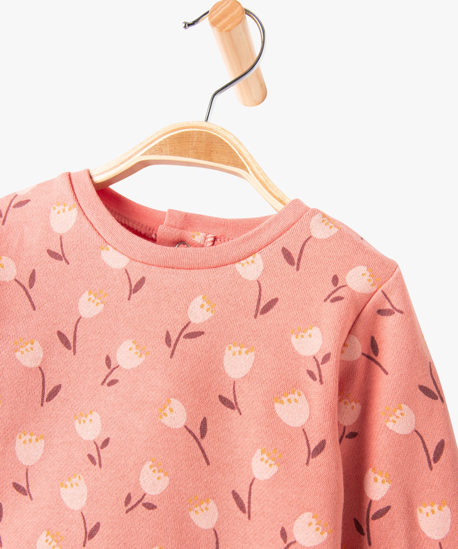 Pyjama 2 pièces imprimé en molleton bébé orange | GEMO