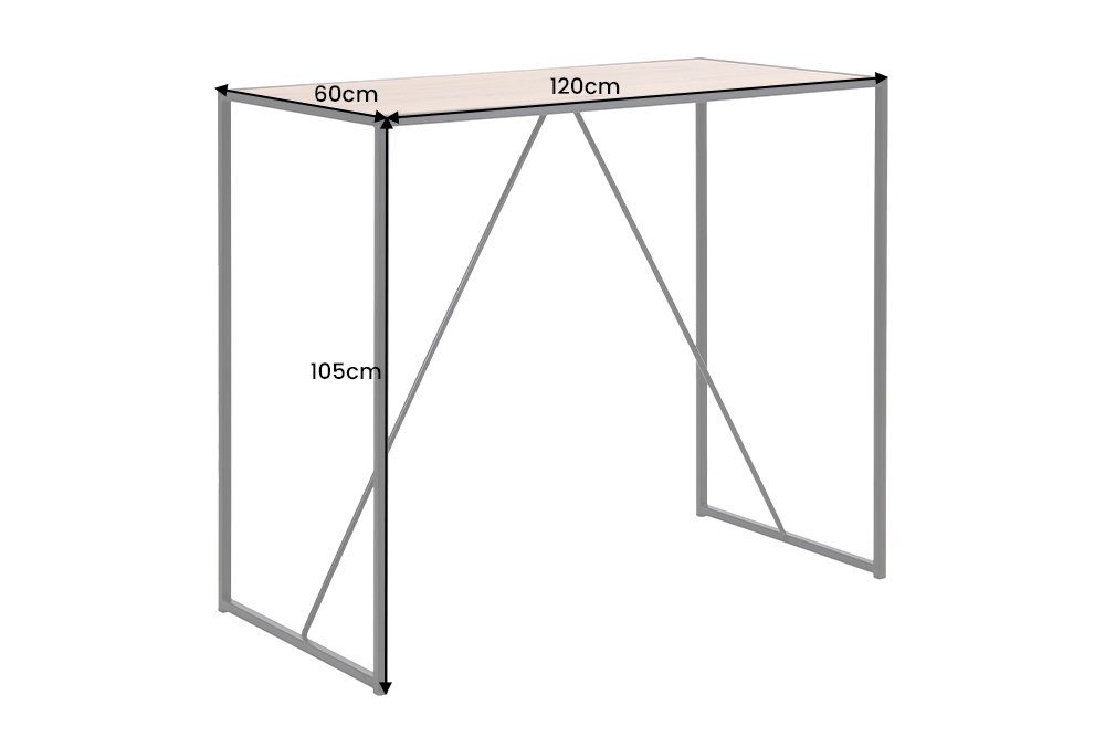 riess-ambiente Bartisch SLIM LINE 120cm natur / schwarz (Einzelartikel, 1-St), Küche · Metall · eckig · Modern Design · Industrial