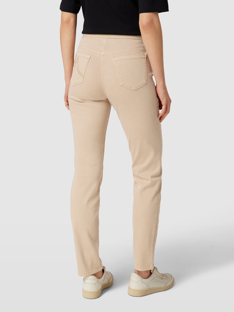 Slim Fit Jeans mit elastischem Logo-Bund Modell 'SIENA' in sand