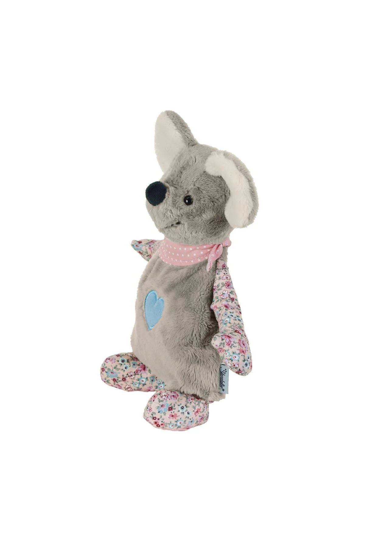 Wärmekissen Maus Mabel in Grau und Rosa, 25 cm